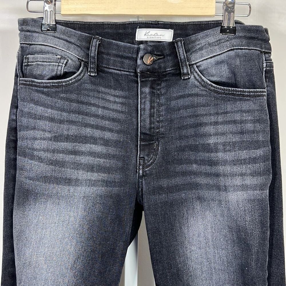 KANCAN SIGNATURE Women's Distressed Mid-Rise Ankle Skinny Jeans Black Size 28 - Picture 4 of 11